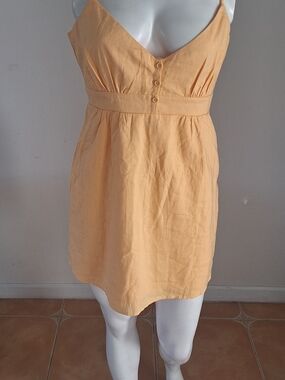 Lovely Summer Forever 21 Peach Spagethy Straps Mini Dress Sz L 100% Cotton
